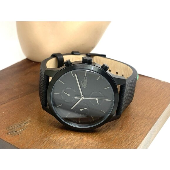 Lacoste Men's Watch 2010997 Quartz Black Dial 12.12 Leather Strap 42mm - Picture 8 of 14
